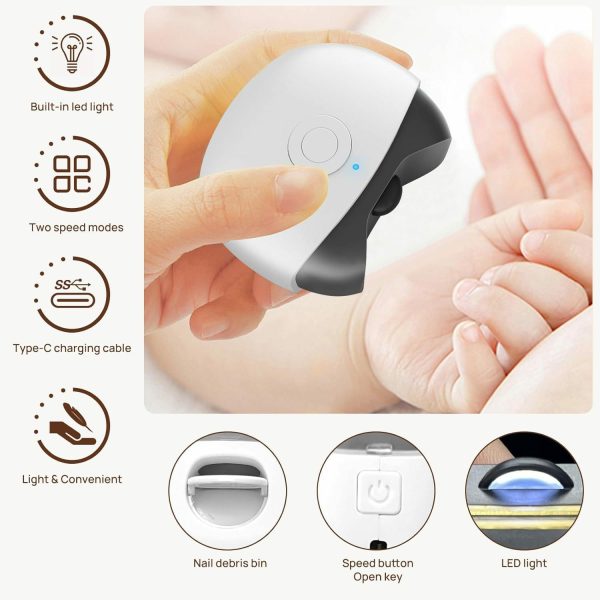 USB Rechargeable Automatic Nail Clipper with LED & 2 Speeds