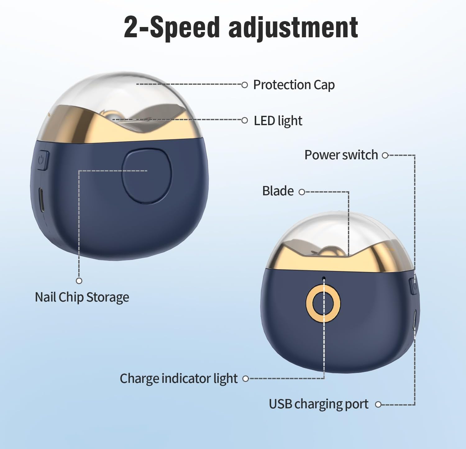 USB Rechargeable Automatic Nail Clipper with LED & 2 Speeds