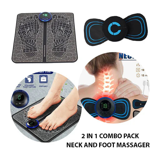 2 IN 1 SET (Foot Massager + Body Massager) Mini EMS Muscle Stimulator