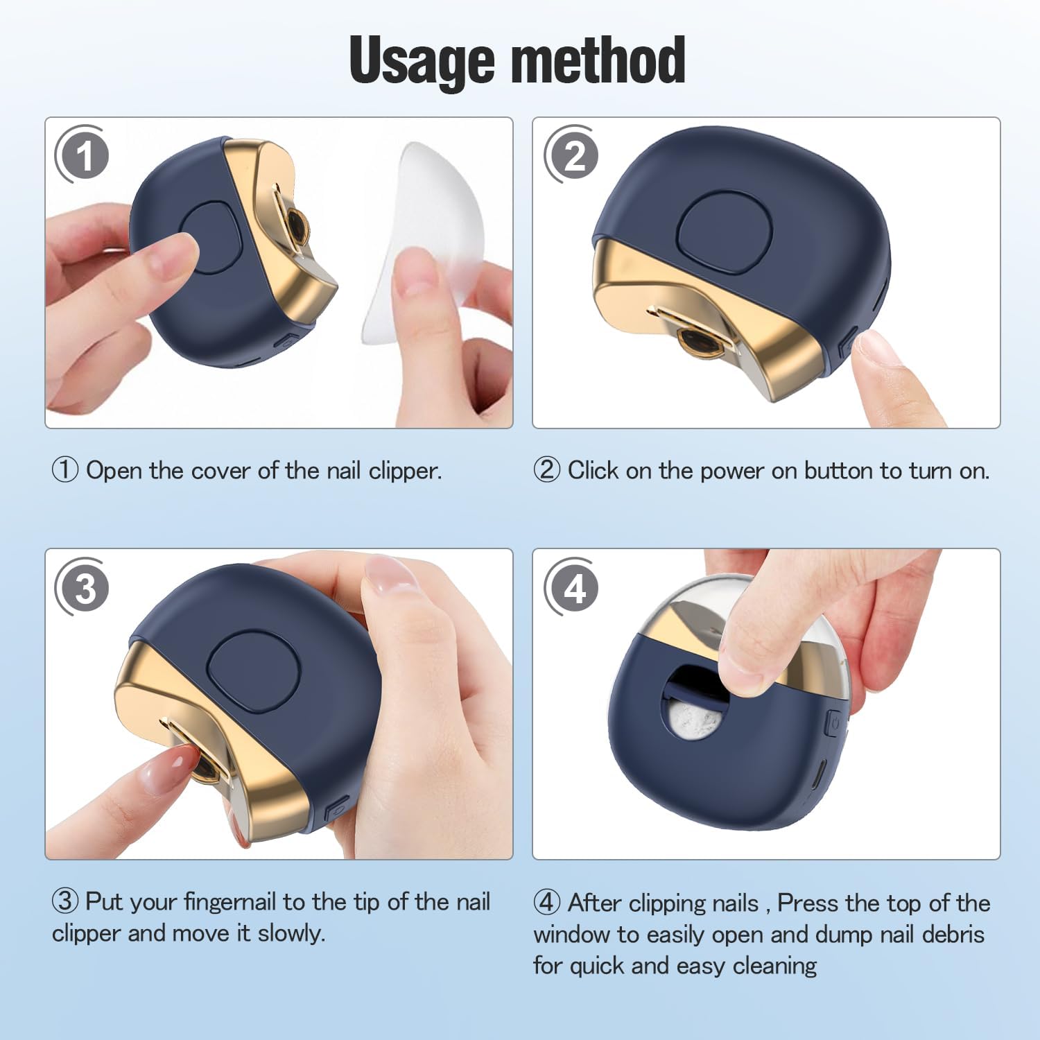 USB Rechargeable Automatic Nail Clipper with LED & 2 Speeds