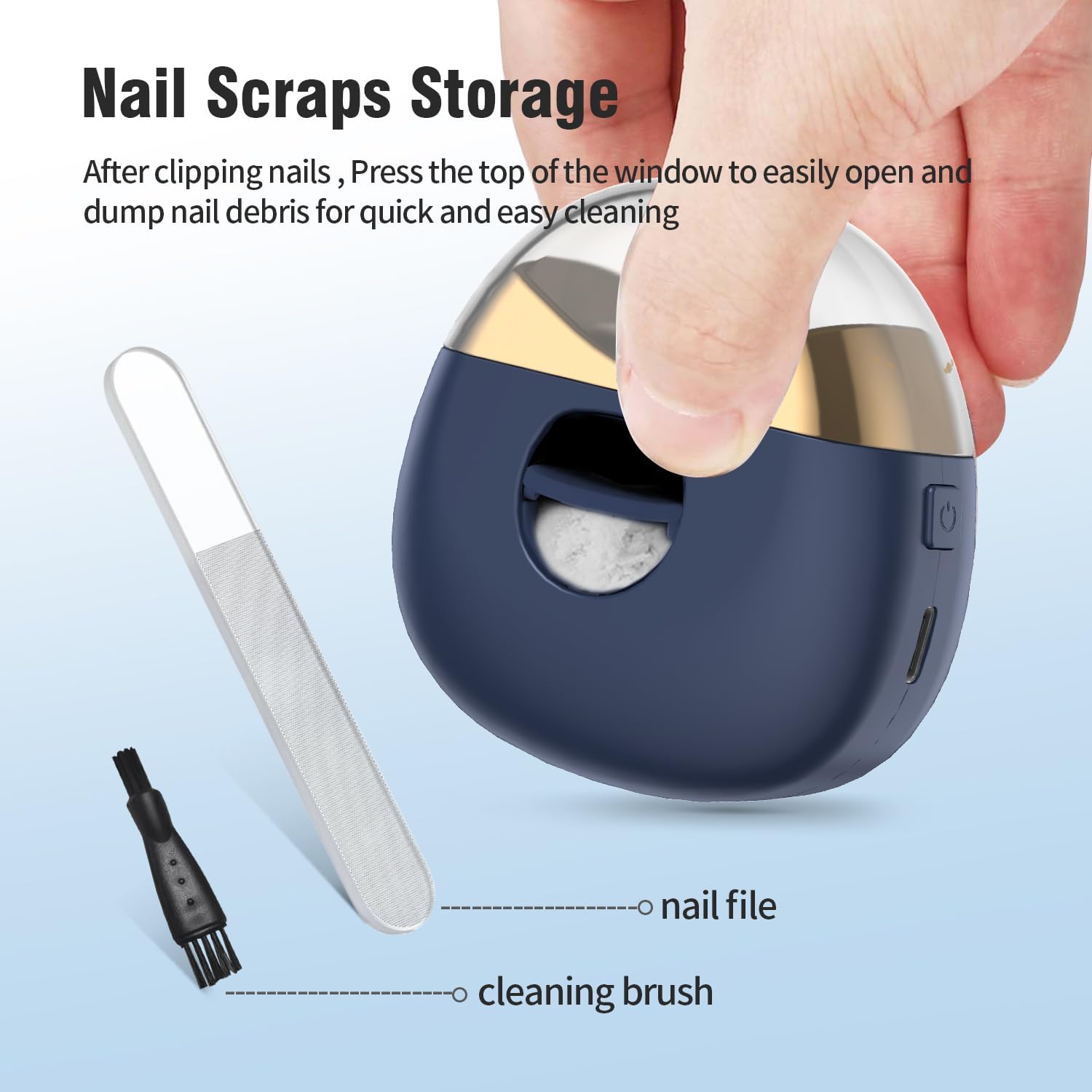 USB Rechargeable Automatic Nail Clipper with LED & 2 Speeds