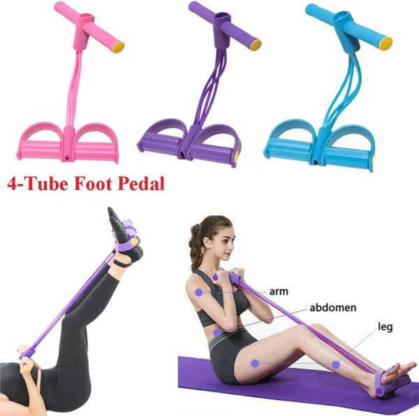 Foot Pedal Resistance Band Elastic Sit-up Pull Rope Yoga Fitness Gym